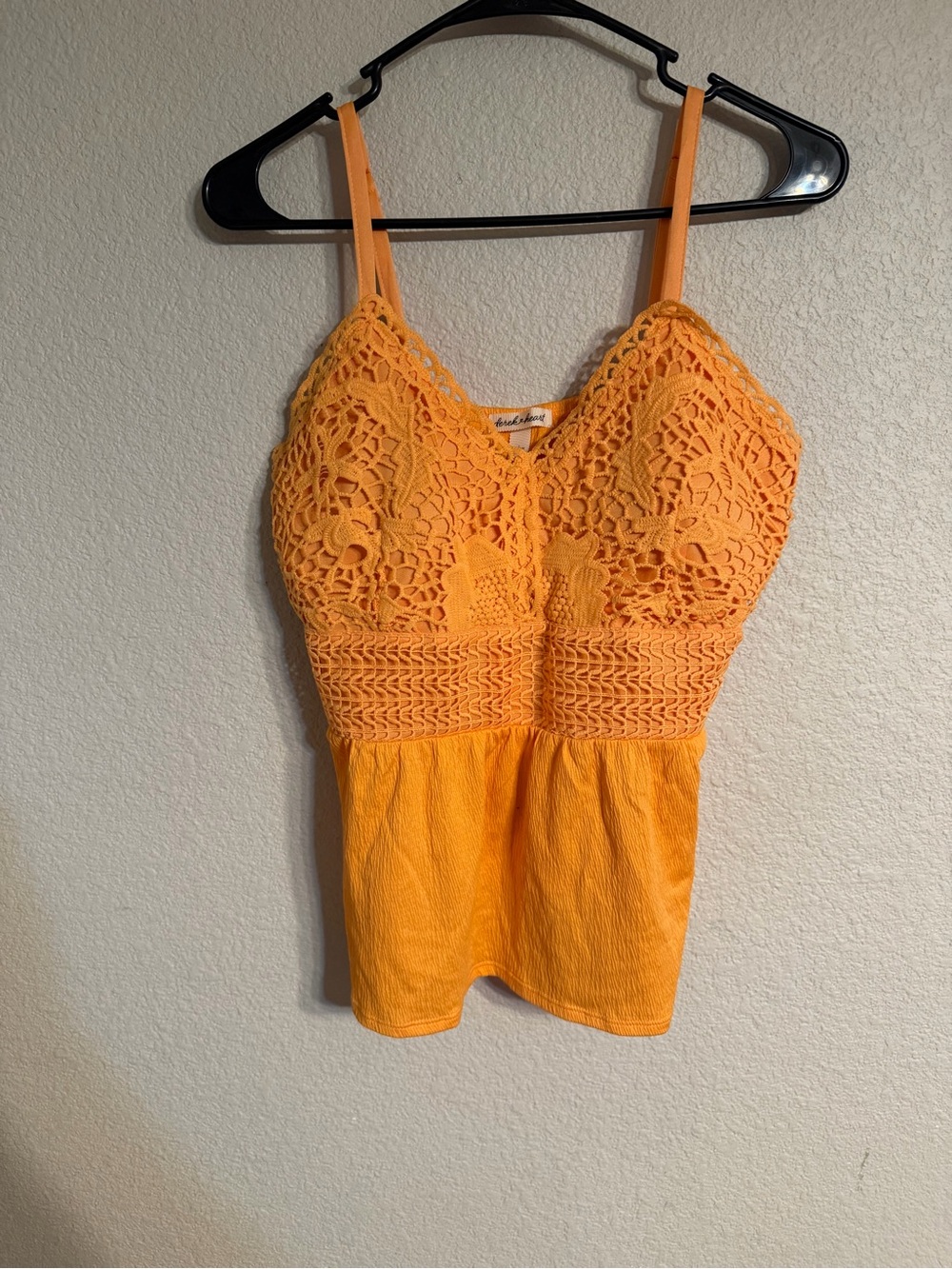 Derek Heart Orange Crochet Bustier Cami